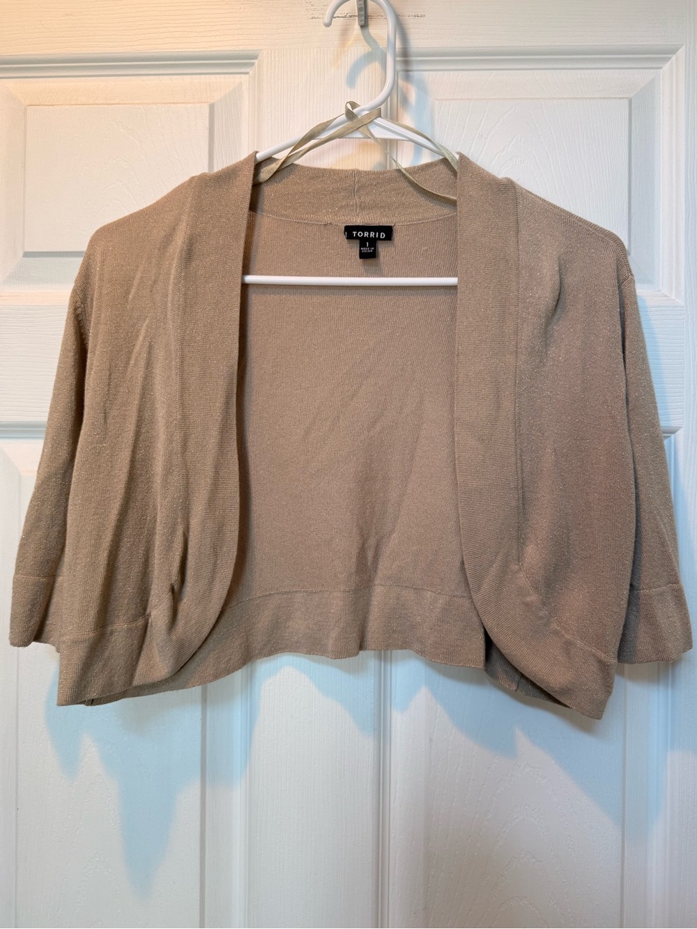 torrid Beige Open-Front Cropped Cardigan Shrug